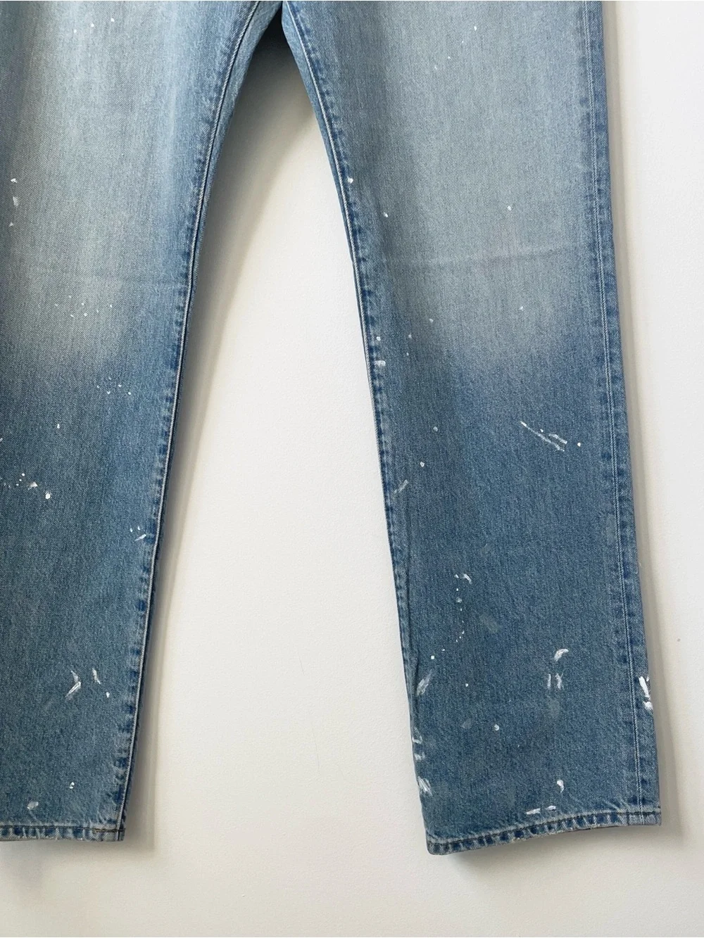 J. Crew Slouchy-straight Jeans with Paint Splatter in Ice Blue Wash Size 27